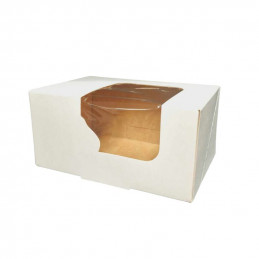 Pudełko na 2 muffinki białe z okienkiem 16x11x8