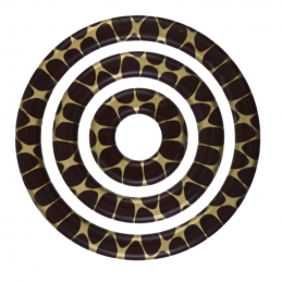 koncentryczne koła - dekoracja z ciemnej czekolady ze złotym nadrukiem