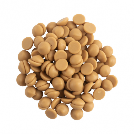 op. 1 kg Biała czekolada z karmelem o zaw. 30.4% kakao - Gold Chocolate Callebaut - karmelowa czekolada cukiernicza