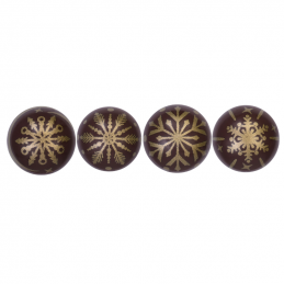 zestaw czekoladowych kul ze świątecznym nadrukiem - złote śnieżynki