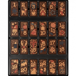 kalendarz adwentowy z dekorowanej ciemnej czekolady