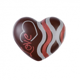zestaw walentynkowych dekoracji z jadalnym nadrukiem - wypukłe serca z ciemnej czekolady