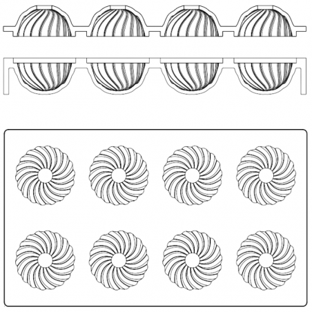 schemat dwuczęściowej formy do monoporcji