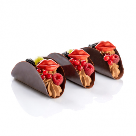 140 szt. KISS - CZERWONE USTA 33712 BARBARA DECOR walentynkowa dekoracja z białej czekolady 45 x 27 mm