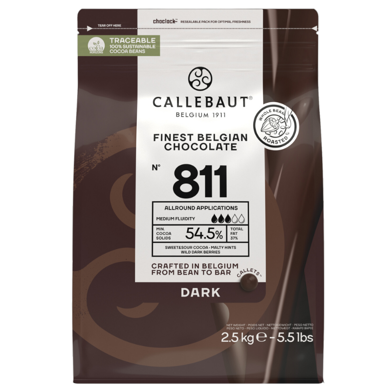 op. 2.5 kg Ciemna czekolada o zaw. 54.5% kakao - RECIPE N°811 Callebaut - nr. kat. 811-E4-U71