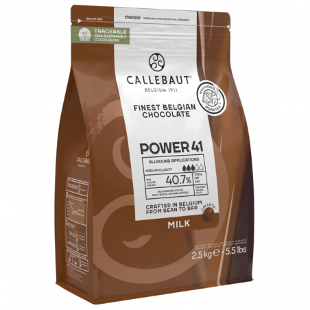 czekolada mleczna Power 41 od Callebaut ten sam smak, ta sama jakość i zupełnie nowe, lepsze opakowanie