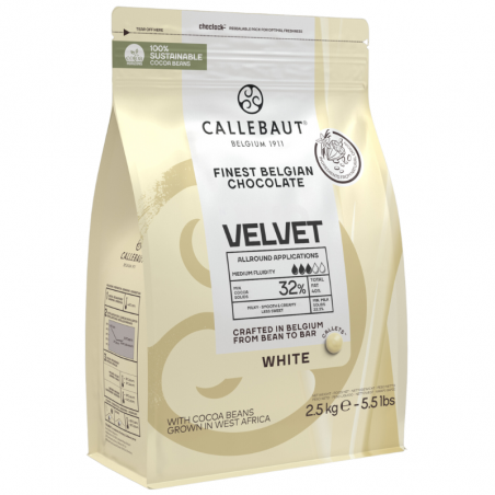 biała czekolada Velvet od Callebaut ten sam smak, ta sama jakość i zupełnie nowe, lepsze opakowanie