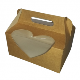 kraftowe pudełko z okienkiem w kształcie serca do pakowania walentynkowych wypieków