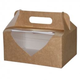 kraftowe pudełko z okienkiem w kształcie serca do pakowania walentynkowych wypieków