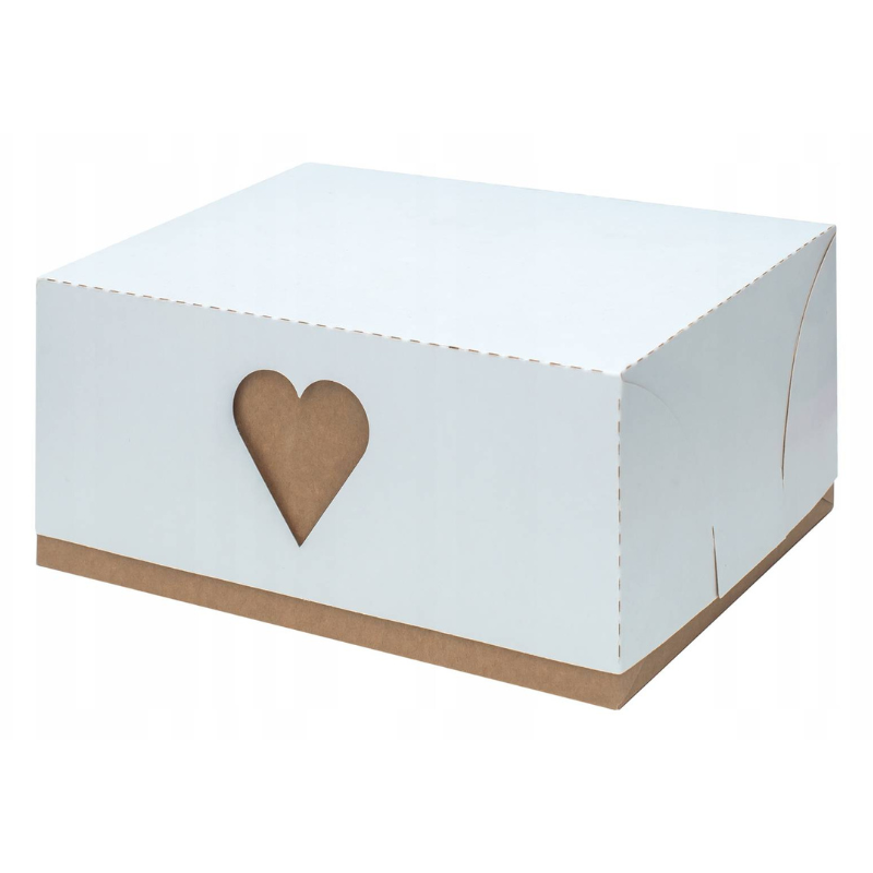 dwuczęściowe pudełko z serduszkiem do pakowania walentynkowych wypieków