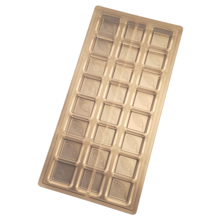 forma do pralin i czekoladek kwadrat z wzorem ziarna kakaowca