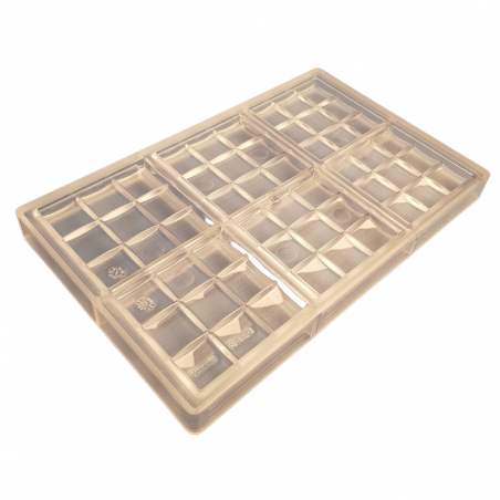 forma z poliwęglanu do małych kwadratowych tabliczek czekolady