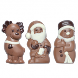forma z poliwęglanu do świątecznych czekoladek w trzech wzorach bałwanek renifer mikołaj