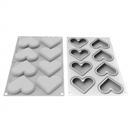 forma silikonowa z wykrojnikiem do tworzenia warstwowych monoporcji w kształcie serca