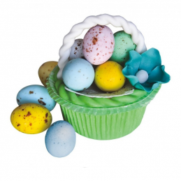 dekoracyjne cukrowe jajka z marmurkowym wzorem i kremowym nadzieniem o smaku orzechowo-czekoladowym