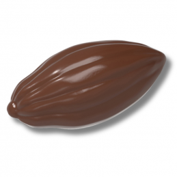 forma z poliwęglanu do pralin w kształcie ziarna kakaowca o długości 50 mm