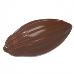 forma z poliwęglanu do pralin w kształcie ziarna kakaowca o długości 75 mm