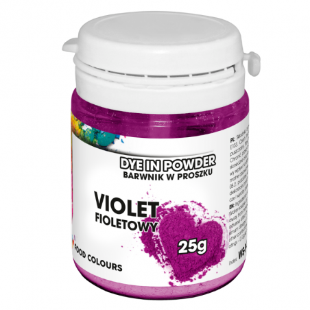 fioletowy barwnik spożywczy w proszku rozpuszczalny w wodzie, alkoholu i glicerynie