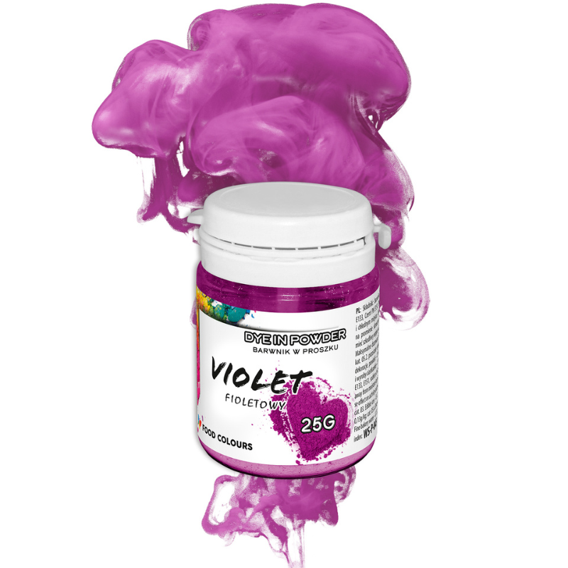 fioletowy barwnik spożywczy w proszku rozpuszczalny w wodzie, alkoholu i glicerynie