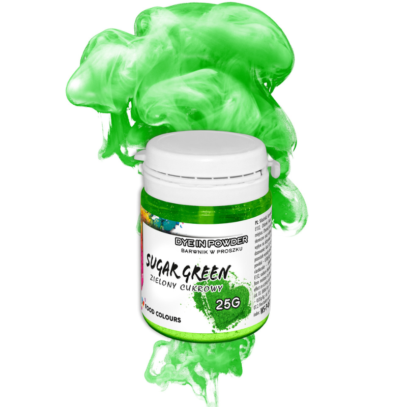 zielony barwnik spożywczy w proszku rozpuszczalny w wodzie, alkoholu i glicerynie