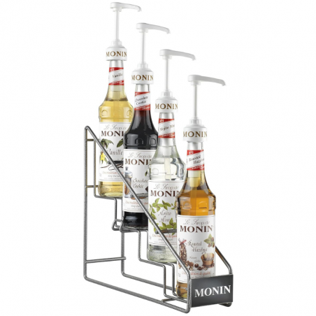METALOWY STOJAK NA 4 SZKLANE BUTELKI SYROPÓW MONIN