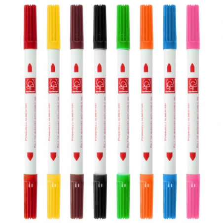 zestaw dwustronnych markerów spożywczych w 8 kolorach