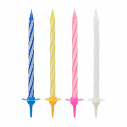zestaw świeczek urodzinowych na tort w czterech klasycznych kolorach
