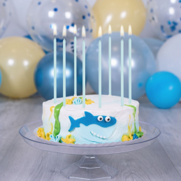 jasnoniebieskie perłowe świeczki na tort urodzinowy dla księżniczek