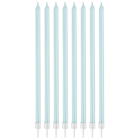 jasnoniebieskie perłowe świeczki na tort urodzinowy dla księżniczek
