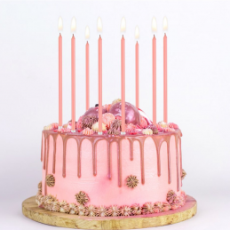 jasnoróżowe perłowe świeczki na tort urodzinowy dla księżniczek