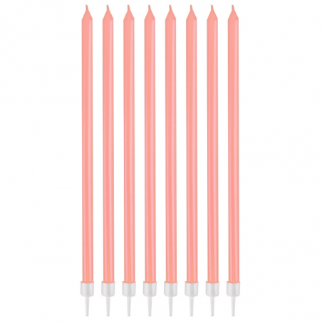 jasnoróżowe perłowe świeczki na tort urodzinowy dla księżniczek