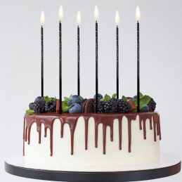 zestaw długich eleganckich świeczek z brokatem na tort urodzinowy