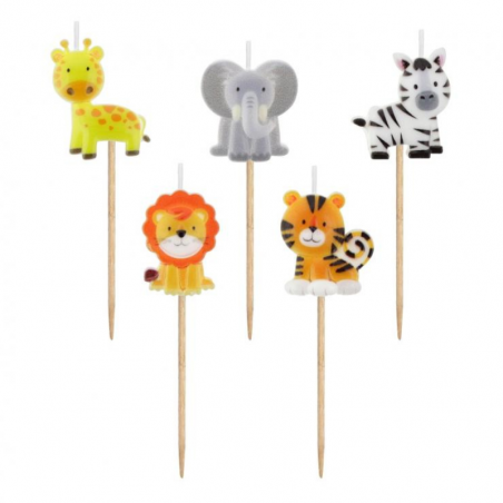 pikery zwierzaki z zoo - dekoracyjne świeczki urodzinowe na wykałaczkach