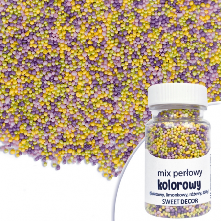 fioletowa mieszanka drobnych kuleczek cukrowych do dekoracji sweet decor