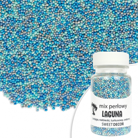 niebieska mieszanka drobnych kuleczek cukrowych do dekoracji sweet decor