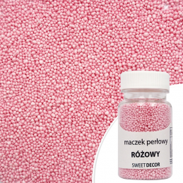 drobne kuleczki cukrowe z perłowym połyskiem - różowa posypka dekoracyjna sweet decor