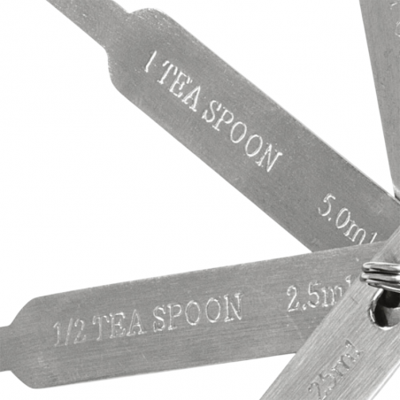 zestaw metalowych łyżek - miarek kuchennych w 4 rozmiarach