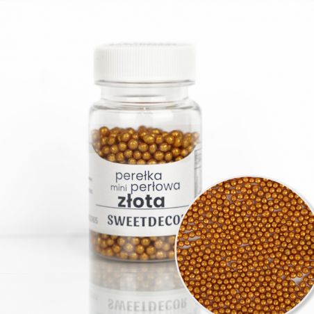 perełka mini perłowa złota - posypka dekoracyjna od sweet decor