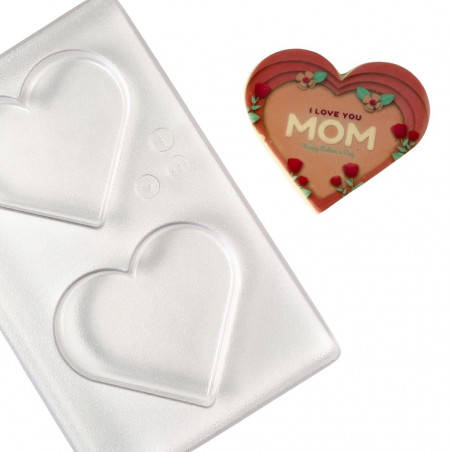 HB-9115-PC TABLICZKA HEART HANS BRUNNER forma z poliwęglanu do tabliczek czekolady w kształcie serca