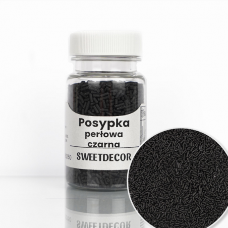 pałeczki cukrowe - posypka perłowa czarna od sweet decor