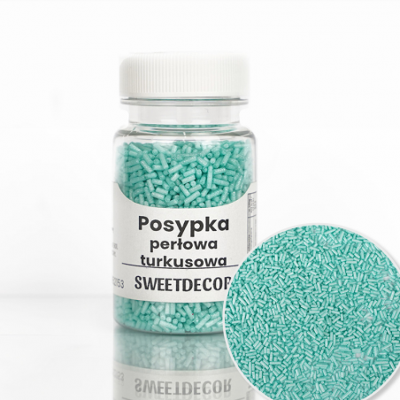 pałeczki cukrowe - posypka perłowa turkusowa od sweet decor