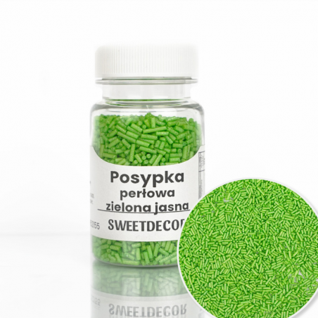 pałeczki cukrowe - posypka perłowa zielona od sweet decor