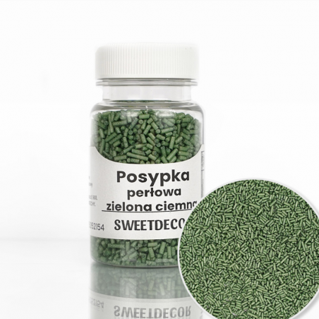 pałeczki cukrowe - posypka perłowa zielona ciemna od sweet decor