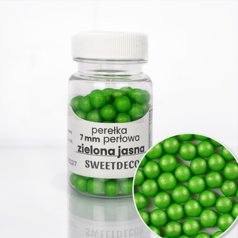 perełka duża perłowa jasna zielona - posypka dekoracyjna od sweet decor perełka duża perłowa jasna zielona - posypka dekoracyjna od sweet decor