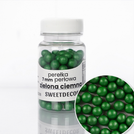 perełka duża perłowa ciemna zielona - posypka dekoracyjna od sweet decor