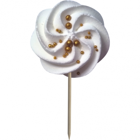 złote lizaki bezowe do dekoracji tortów i babeczek - złota beza na patyku dekorpol