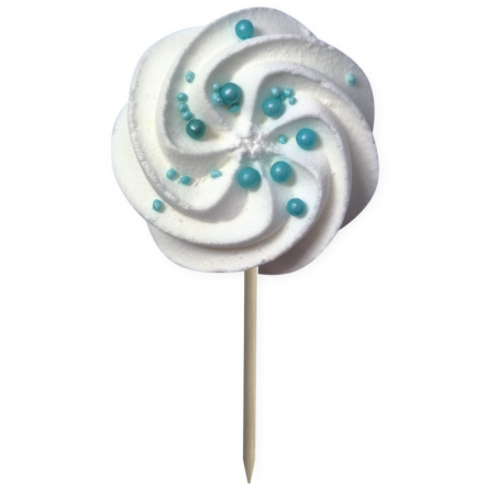 niebieskie lizaki bezowe do dekoracji tortów i babeczek - niebieska beza na patyku dekorpol