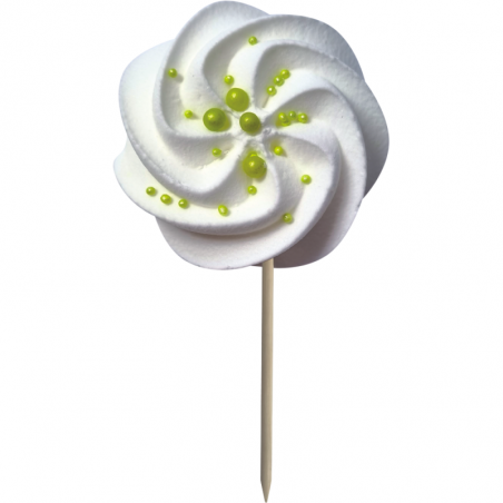 zielone lizaki bezowe do dekoracji tortów i babeczek - zielona beza na patyku dekorpol