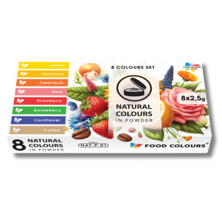 zestaw naturalnych barwników spożywczych w proszku - 8 kolorów