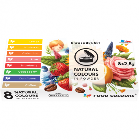 zestaw naturalnych barwników spożywczych w proszku - 8 kolorów